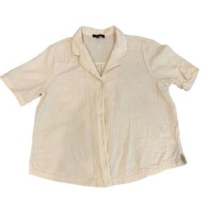 Quince Organic Cotton Gauze Short Sleeve Button Up Shirt Size S